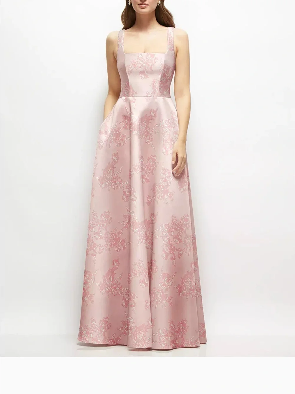 celine square neckline long dress Celine Organic Muslin Square Neck Dress | Camellia Floral